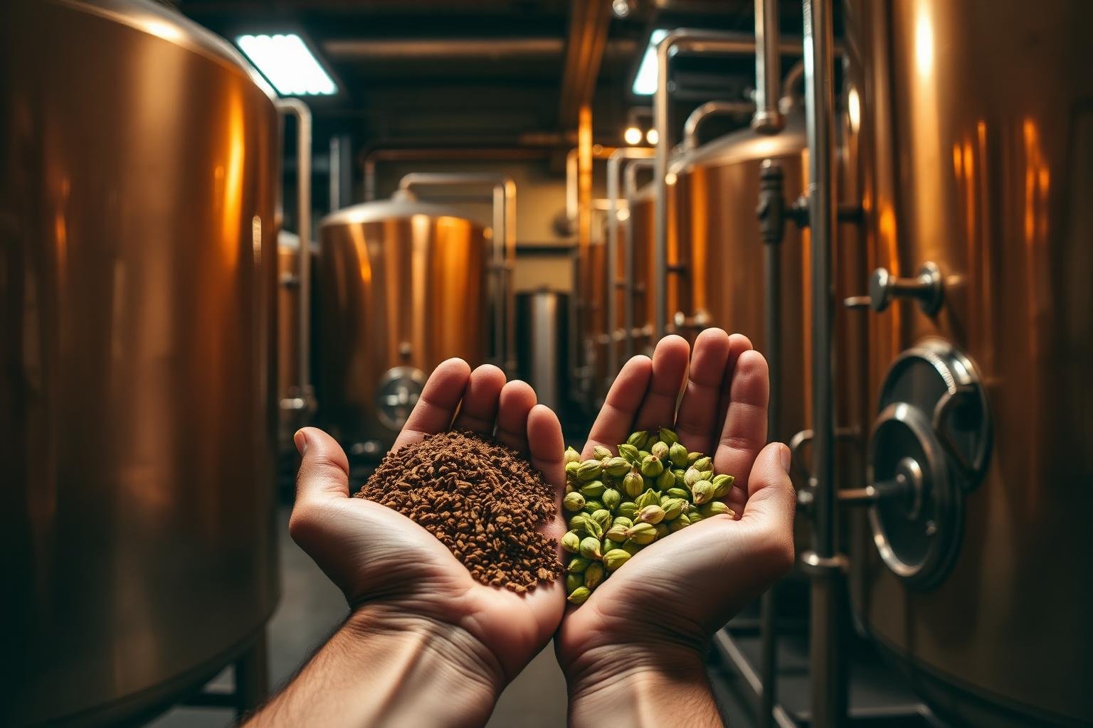 Produção artesanal na cervejaria